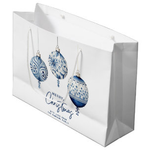 Modern Blue Nordic Style Ornaments Merry Christmas Large Gift Bag