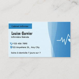 Modern Blue Nurse Business Card Home Care Health