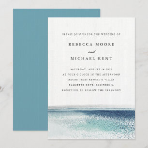 Modern Blue Ocean Beach Nautical Wedding Invitation