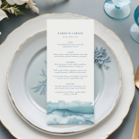 Modern Blue Ocean Watercolor Wedding Menu
