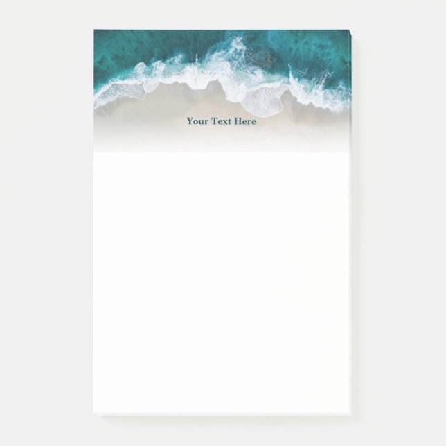 Modern Blue ocean wave Personalised Post-it Notes (Front)