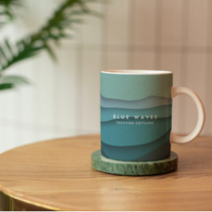 Modern Blue Ocean Waves Coffee Mug