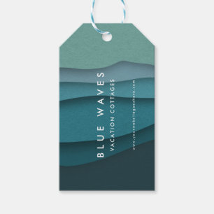 Modern Blue Ocean Waves Gift Tags