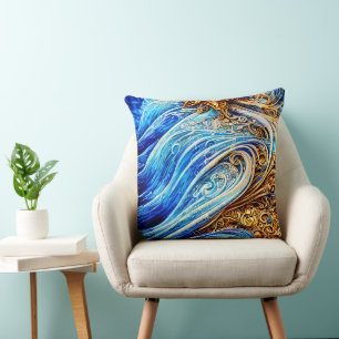 Modern Blue Ocean Waves Notebook Cushion