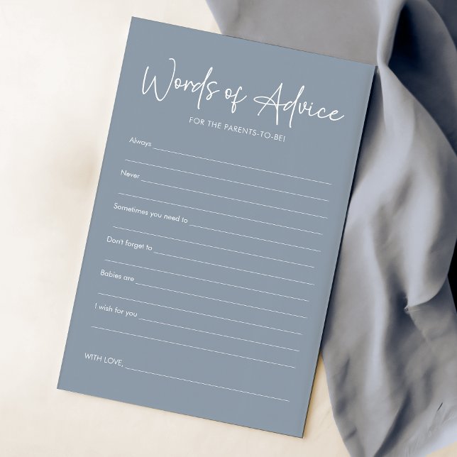 Modern Blue Oh Baby Simple Baby Shower Advice Card (Creator Uploaded)