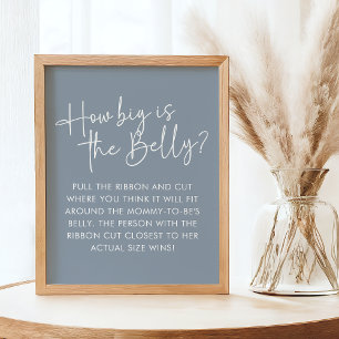 Modern Blue Oh Baby Simple Belly Guessing Game Poster
