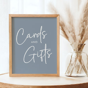 Modern Blue Oh Baby Simple Shower Cards and Gifts Poster