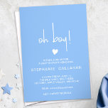 Modern Blue Oh Boy Baby Shower Card Tiny Heart<br><div class="desc">A minimalist chic baby boy shower invitation with a tiny white heart features a simple yet elegant design, perfect for modern parents. The little heart is a delicate touch that adds a touch of whimsy and charm to the invitation, great for a baby boy announcement card or for hosting a...</div>