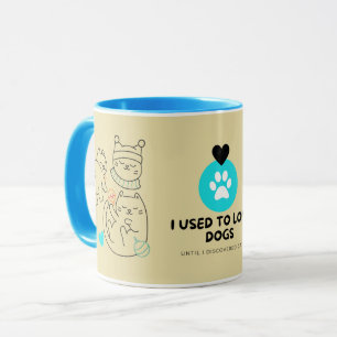 Modern Blue & Olive brown Cat Mug 