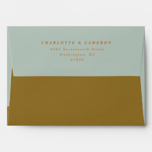Modern Blue Olive Colour Block Return Address  Envelope