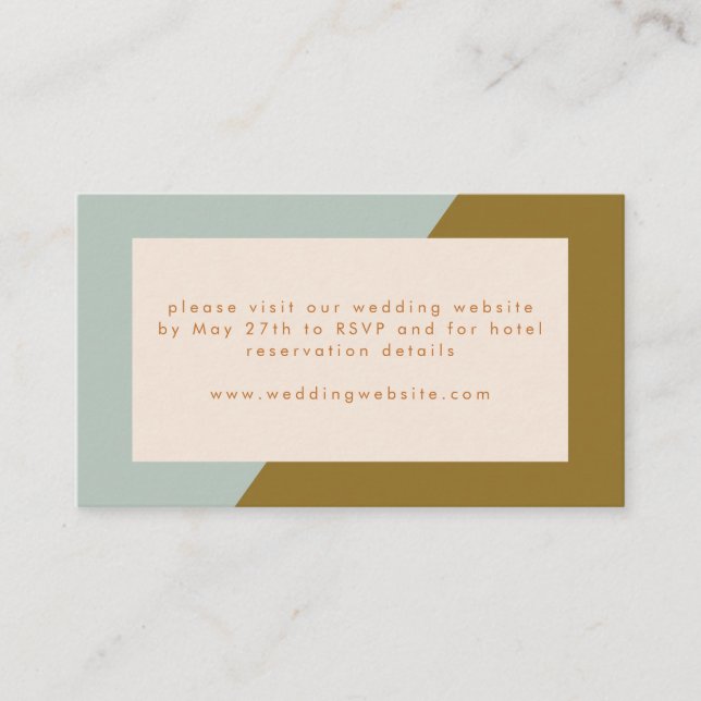 Modern Blue Olive Colour Block Wedding Enclosure (Front)