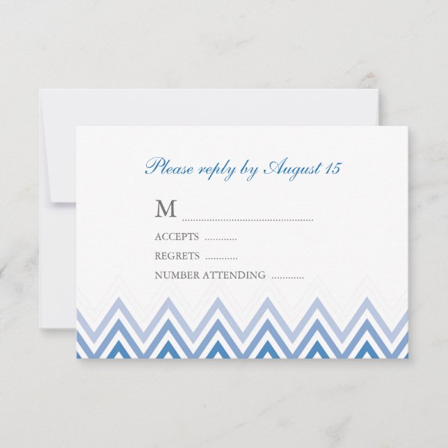 Modern Blue Ombre Chevrons Response Cards (Front)