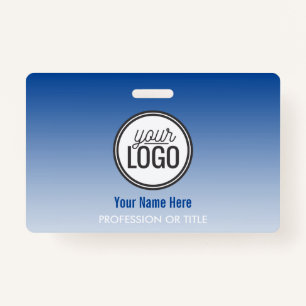 Modern Blue Ombre Professional Name Tag ID Badge