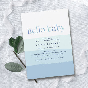 Modern Blue Ombre   Simple Boy Baby Shower Invitation