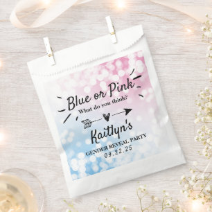 Modern Blue Or Pink? Gender Reveal Party Favour Bags