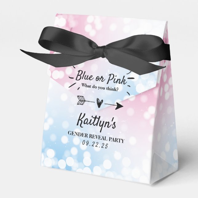 Modern Blue Or Pink? Gender Reveal Party Favour Box (Front Side)