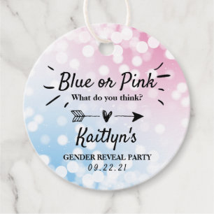 Modern Blue Or Pink? Gender Reveal Party Favour Tags