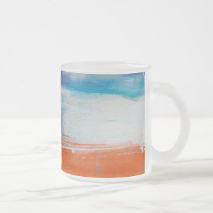 Modern Blue Orange Abstract Art Frosted Glass Coffee Mug