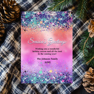 Modern Blue Orange Glitter Christmas New Year