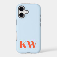 Modern Blue Orange Monogram Initials Personalised