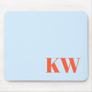 Modern Blue Orange Monogram Initials Personalised Mouse Mat