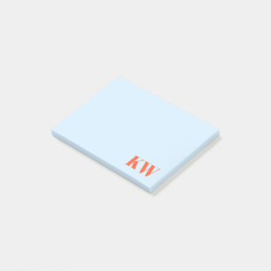 Modern Blue Orange Monogram Initials Personalised Post-it Notes