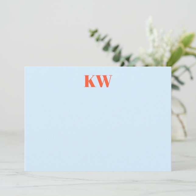 Modern Blue Orange Monogram Initials Personalised  Thank You Card (Standing Front)