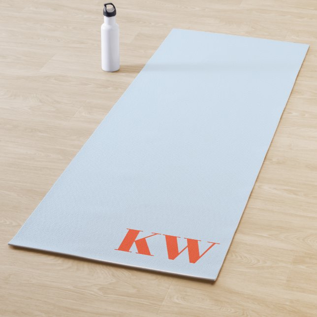 Modern Blue Orange Monogram Initials Personalised Yoga Mat (In Situ)