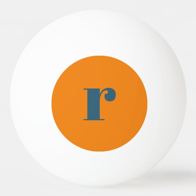 Modern Blue Orange Monogram Ping Pong Ball (Back)