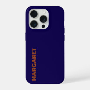 Modern blue &orange personalised name Phone Case