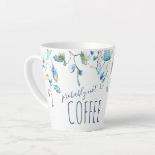 Modern Blue Orchid Watercolor Floral Latte Mug