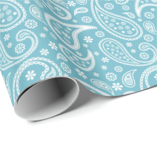 Modern Blue Paisley Pattern Wrapping Paper