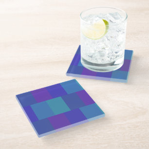 Modern Blue Palette Pattern Glass Coaster