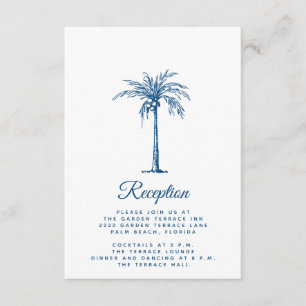 Modern Blue Palm Beach Wedding Reception Enclosure Card