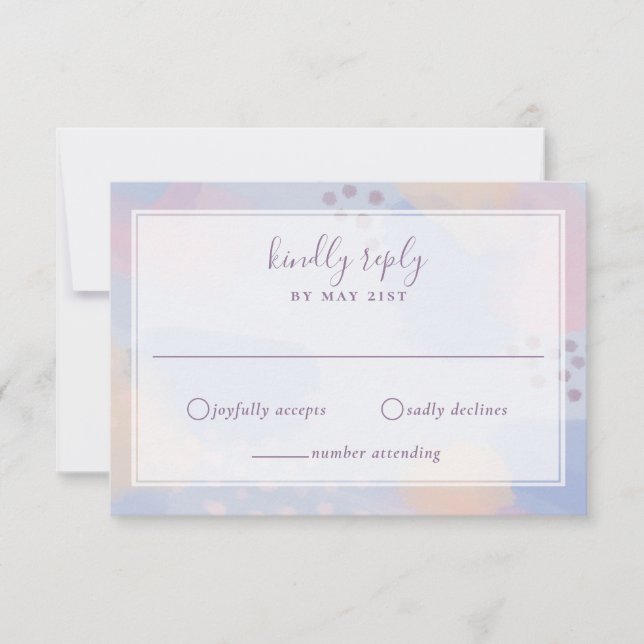 Modern Blue Pastel Abstract Artwork RSVP Card (Front)