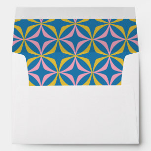 Modern Blue Pattern Retro Typography Wedding  Invi Envelope