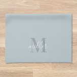 Modern Blue Personalised Family Name Monogram Tea Towel<br><div class="desc">Custom-designed modern blue kitchen hand towel featuring personalised family name monogram in modern hand calligraphy.</div>