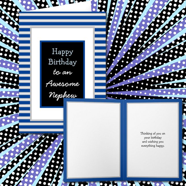 Modern Blue  Personalised Happy Birthday Nephew   Card (Creator Uploaded)