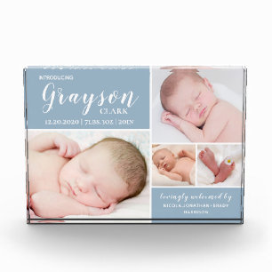 Modern Blue Photo Collage Baby Boy Photo Block