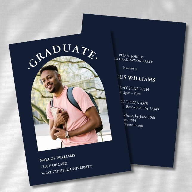 Modern Blue Photo Graduation 2025 Invitation (Creator Uploaded)