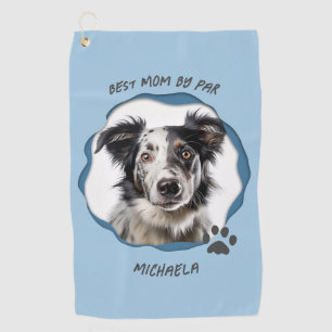 Modern Blue Photo Pet Dog Best Mum  Golf Towel
