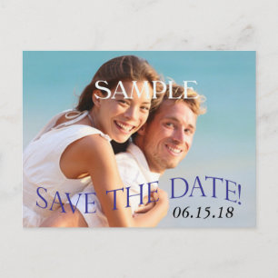 Modern Blue Photo Template Save the Date Wedding