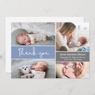 Modern blue Photos Baby Shower Thank you