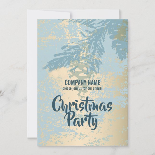 Modern Blue Pine Christmas Office Party Invitation (Front)
