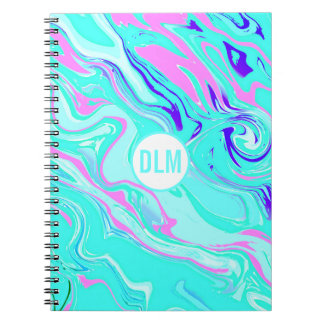 Modern Blue, Pink and Purple Marble effect design Notebook