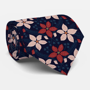 Modern Blue Pink and Red Floral Pattern Tie
