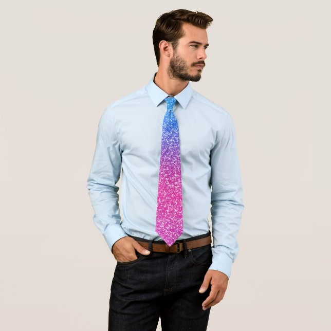 Modern Blue & Pink Shiny Diamond Pattern Tie (In Situ)