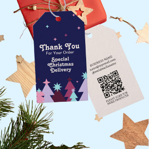 Modern Blue Pink Thank You Christmas Delivery Gift Tags
