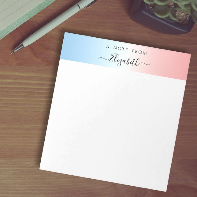 Modern Blue Pink White Gradient Black Script Name Notepad (Creator Uploaded)