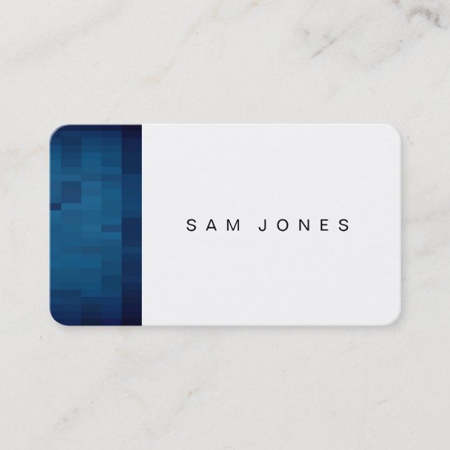 Modern Blue Pixel Business Card (Front)
